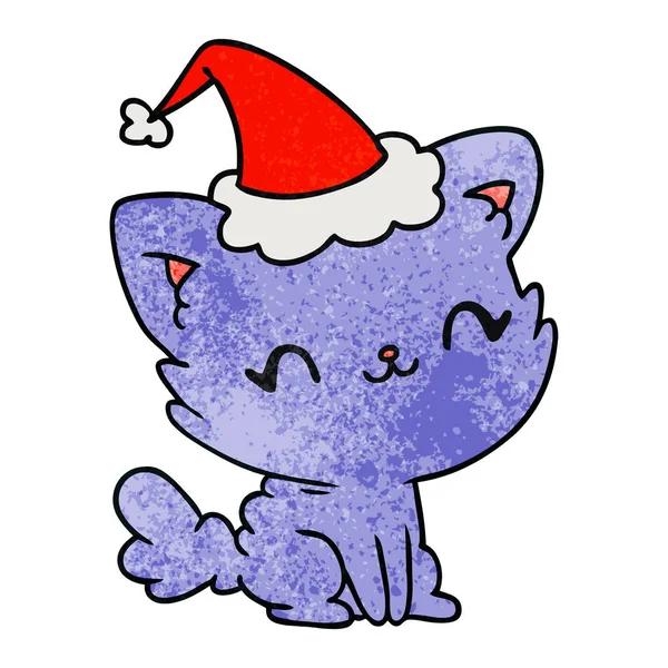 귀여운 고양이의 크리스마스 질감된 만화 — 스톡 벡터