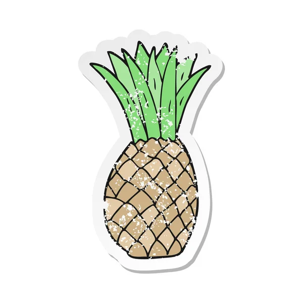 Adesivo Angosciato Cartone Animato Ananas — Vettoriale Stock