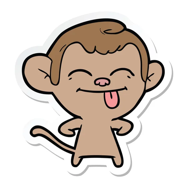 Sticker of a funny cartoon monkey — Stock Vector