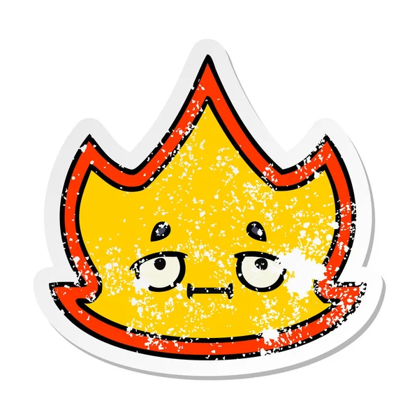 Distressed Sticker Cute Cartoon Fire — Stock Vector