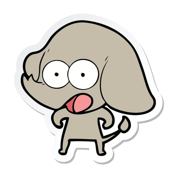 Sticker van een leuke cartoon-olifant — Stockvector