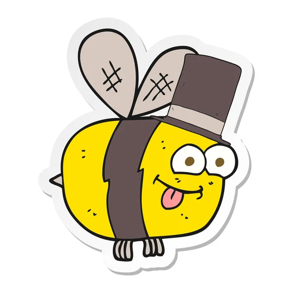 Stiker Dari Kartun Lebah Mengenakan Topi - Stok Vektor