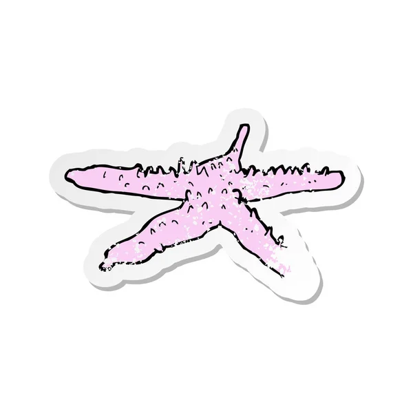 Pegatina retro angustiado de una estrella de mar de dibujos animados — Vector de stock