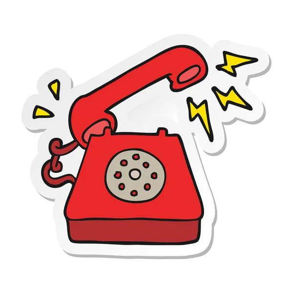 Sticker Cartoon Ringing Telephone — Stock Vector