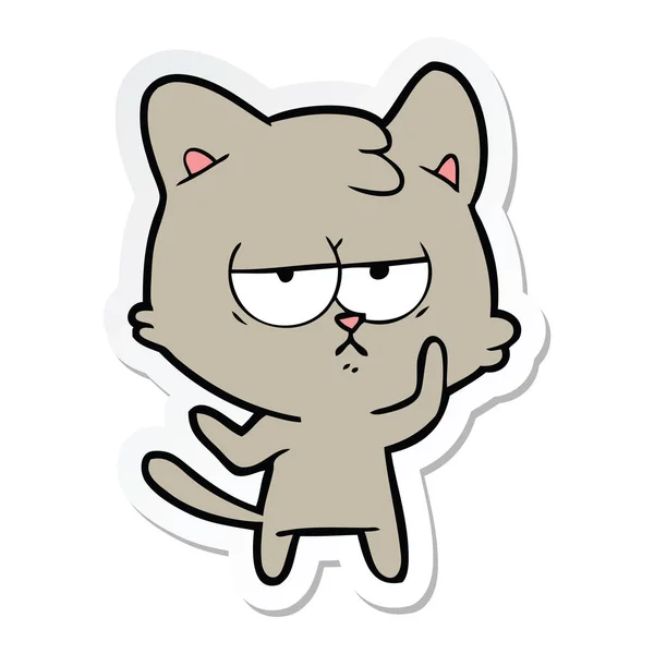 Sticker of a bored cartoon cat — Stock Vector