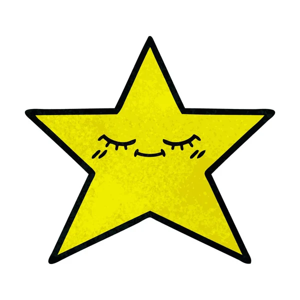 Retro grunge texture cartoon gold star — Stock Vector