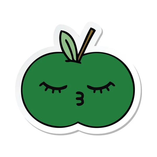 Klistermärke av en gullig tecknad saftigt äpple — Stock vektor