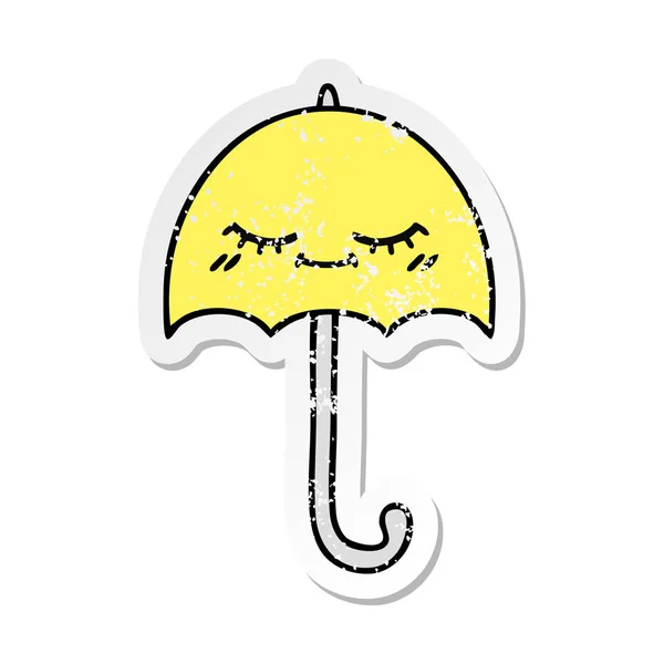 かわいい漫画の傘の苦しめられたステッカー — ストックベクタ