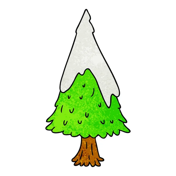 手描き漫画落書き つ雪に覆われた木の質感 — ストックベクタ