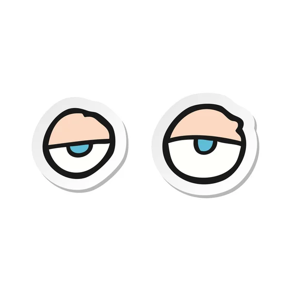 Sticker Cartoon Tired Eyes — Stock Vector