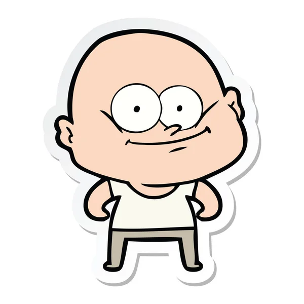 Sticker Cartoon Bald Man Staring — Stock Vector