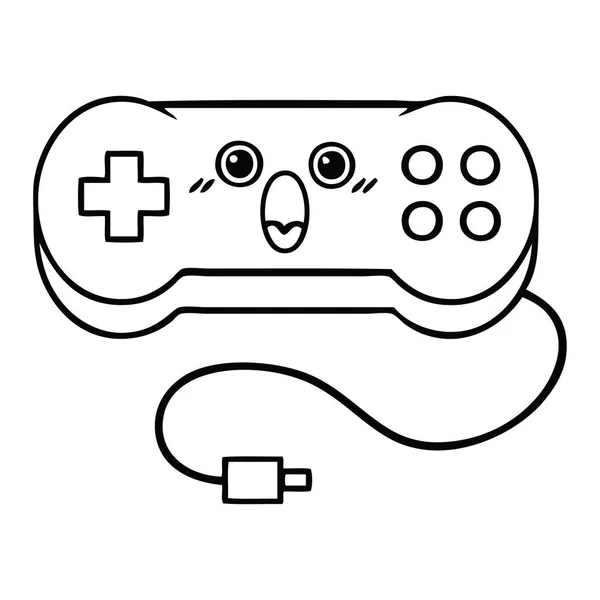 Lijntekening Cartoon Van Een Game Controller — Stockvector