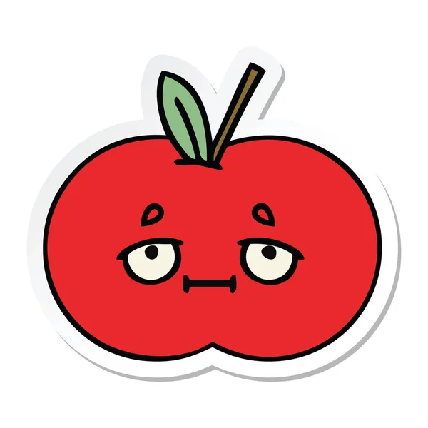 かわいい漫画赤いリンゴのステッカー — ストックベクタ