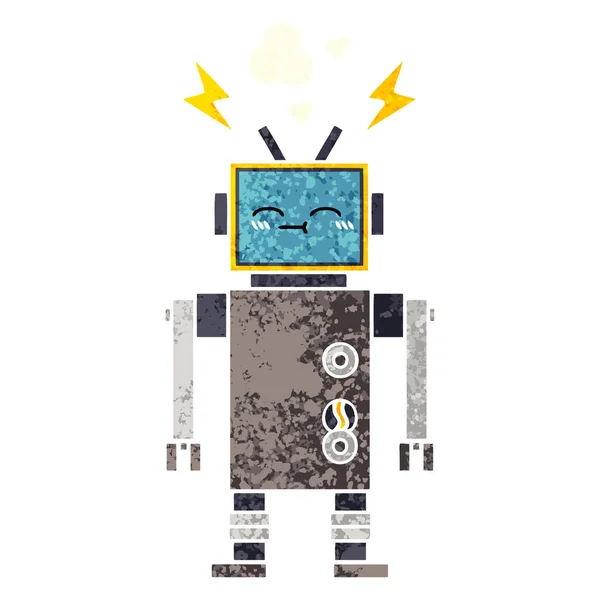 Kreslený Styl Retro Obrázek Robota — Stockový vektor