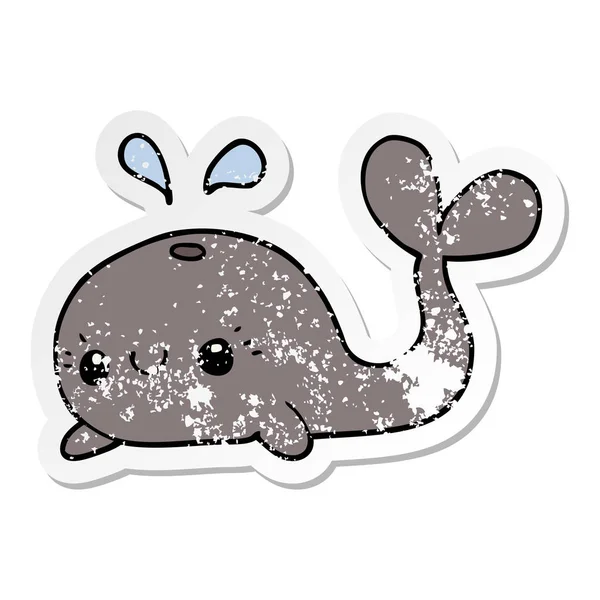 Distressed sticker of a cute cartoon whale — Stock Vector