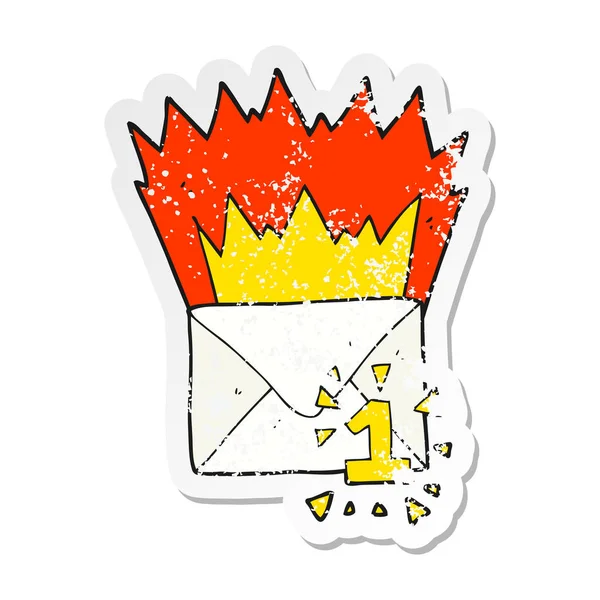 Retro Noodlijdende Sticker Van Een Mailbericht Van Cartoon — Stockvector