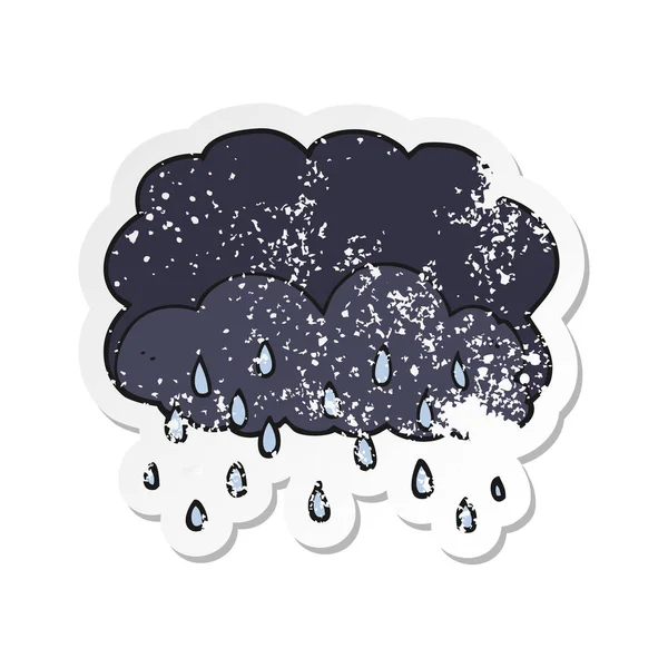 Retro Distressed Sticker Cartoon Thundercloud — Stock Vector