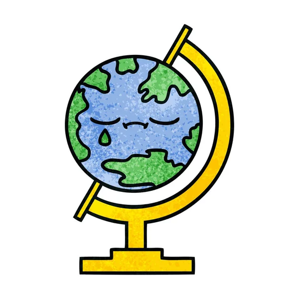 Ретро Гравюра Карикатура Глобуса Мира — стоковый вектор