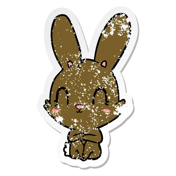 Мучительная наклейка милого мультяшного кролика — стоковый вектор