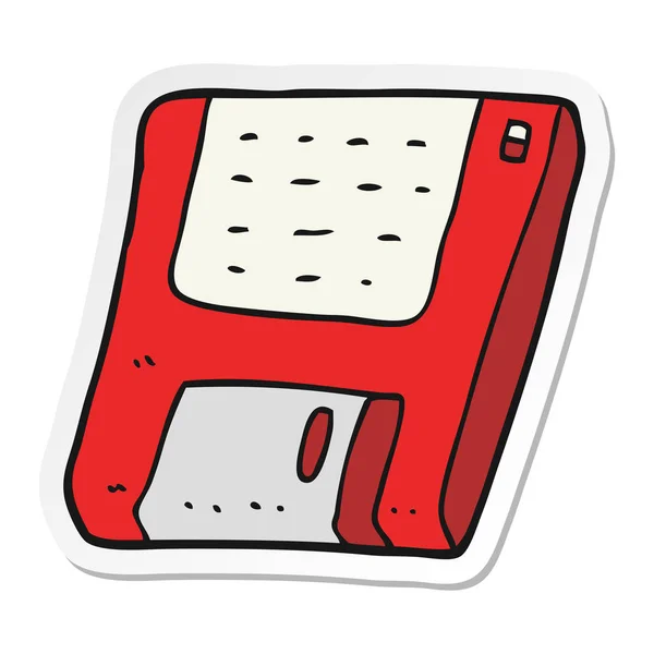 Sticker Van Cartoon Oude Schijf Van Een Computer — Stockvector