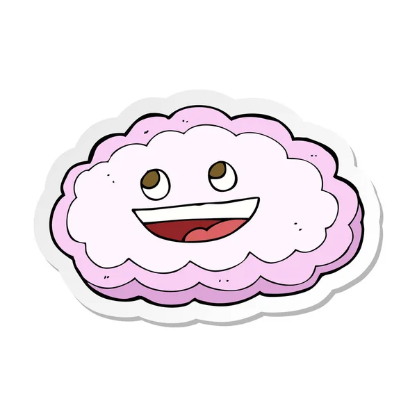 Sticker of a cartoon happy pink cloud — Stock Vector