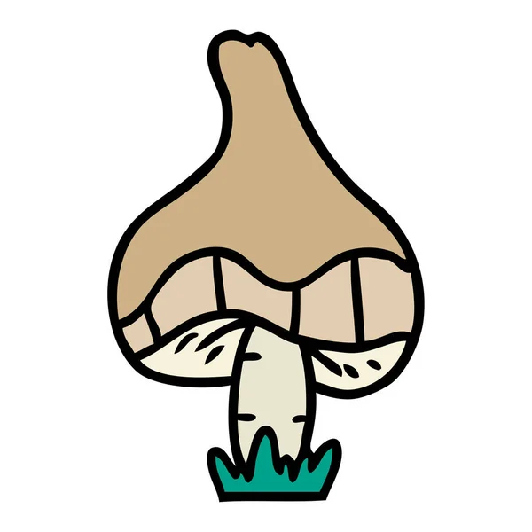 Hand Drawn Cartoon Doodle Single Mushroom — Stock Vector