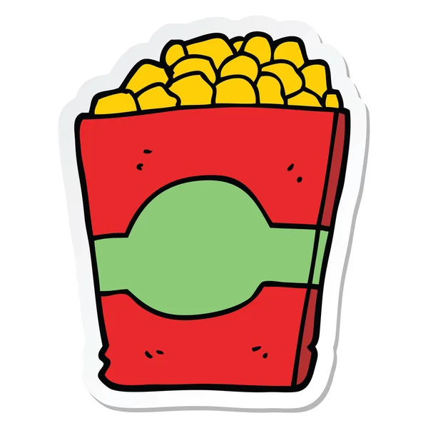 Aufkleber Eines Cartoon Popcorn — Stockvektor