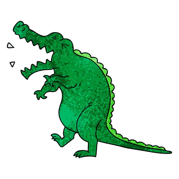 Mão Desenhado Peculiar Desenho Animado Crocodilo — Vetor de Stock