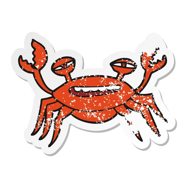 Distressed sticker of a cartoon crab — Stock Vector