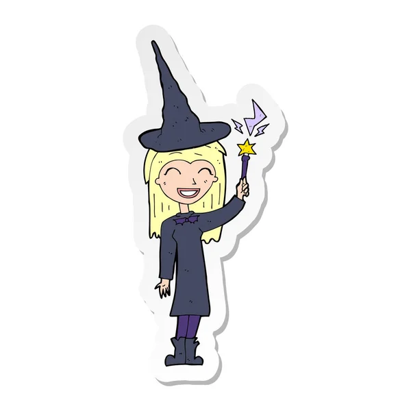 Adesivo di una strega di Halloween cartone animato — Vettoriale Stock