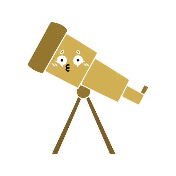 Düz renk retro karikatür teleskop — Stok Vektör