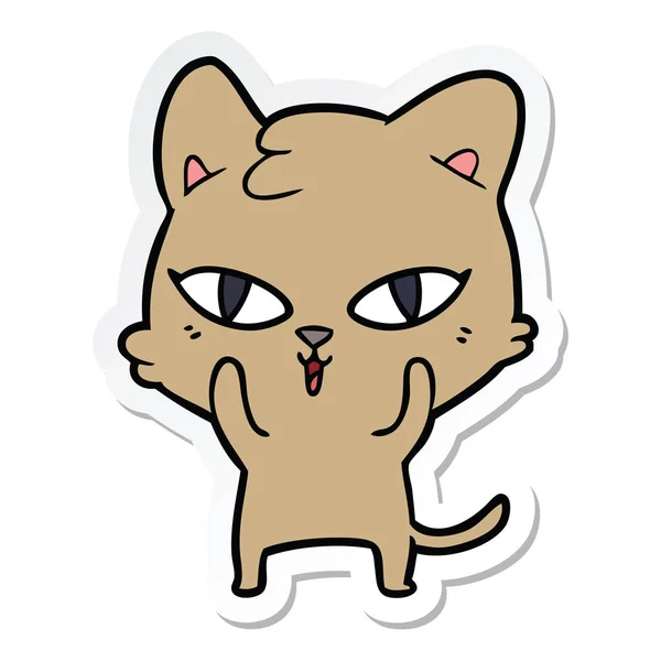 Pegatina Gato Dibujos Animados — Vector de stock