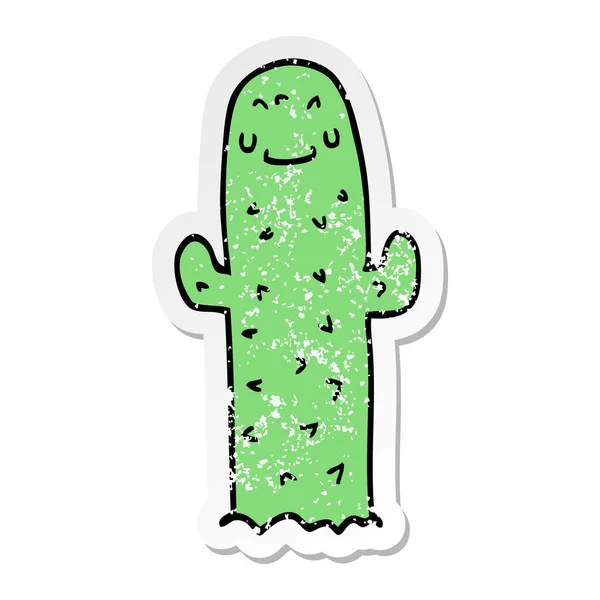 Distressed sticker of a cartoon cactus — Stock Vector