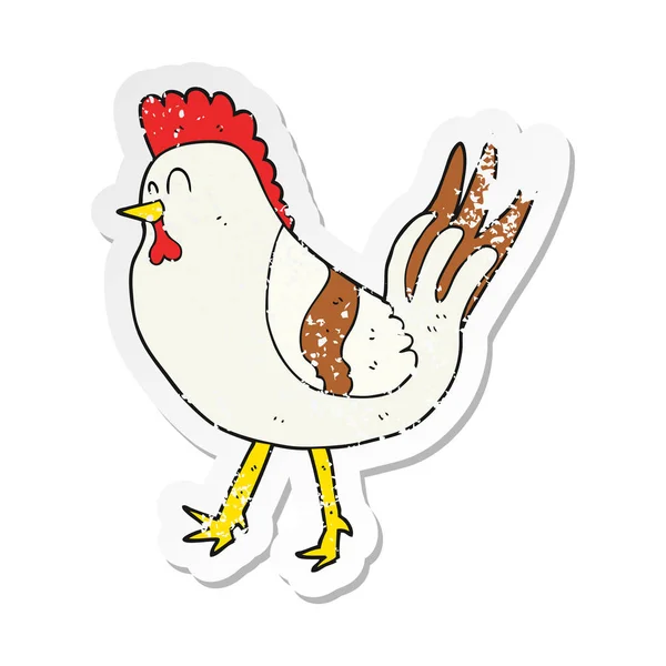 Наклейка на карикатурную курицу — стоковый вектор