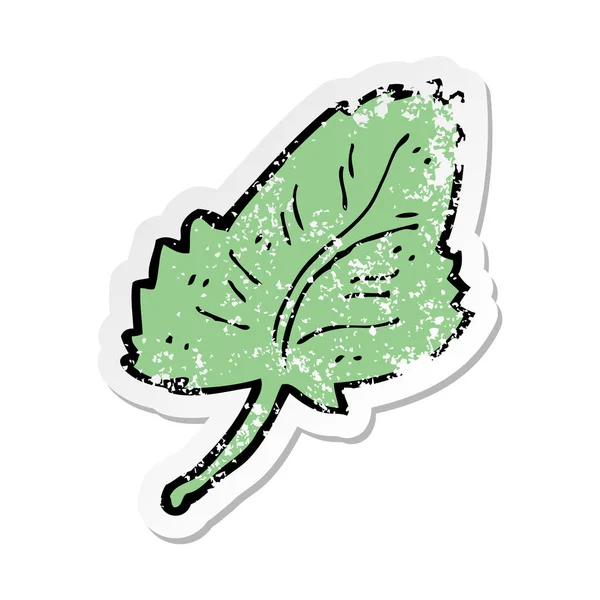 Retro distressed sticker of a cartoon leaf symbol — Stock Vector