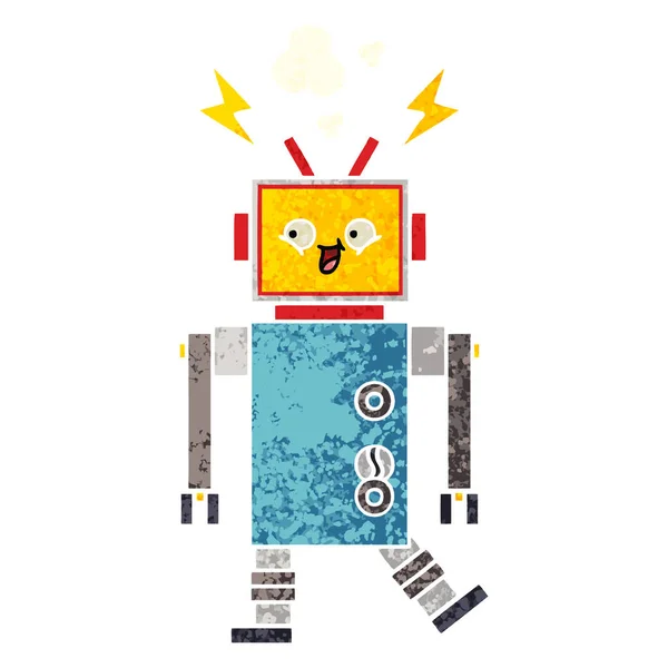 Retro illustration style cartoon robot — Stock Vector