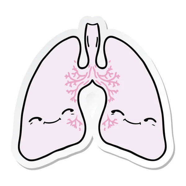 Autocollant d'un poumon de dessin animé — Image vectorielle