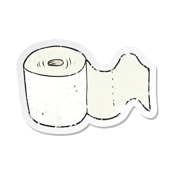 Retro Noodlijdende Sticker Van Een Cartoon Toilet Roll — Stockvector