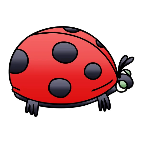 Gradiente Ombreggiato Eccentrico Cartone Animato Coccinella — Vettoriale Stock