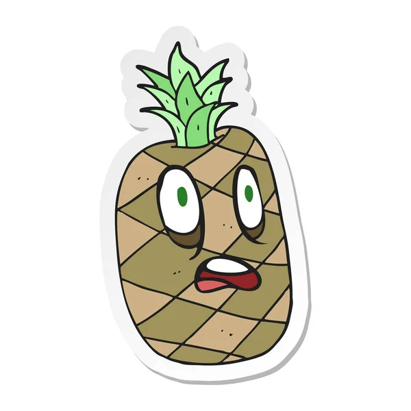 Sticker of a cartoon pineapple — Stock Vector