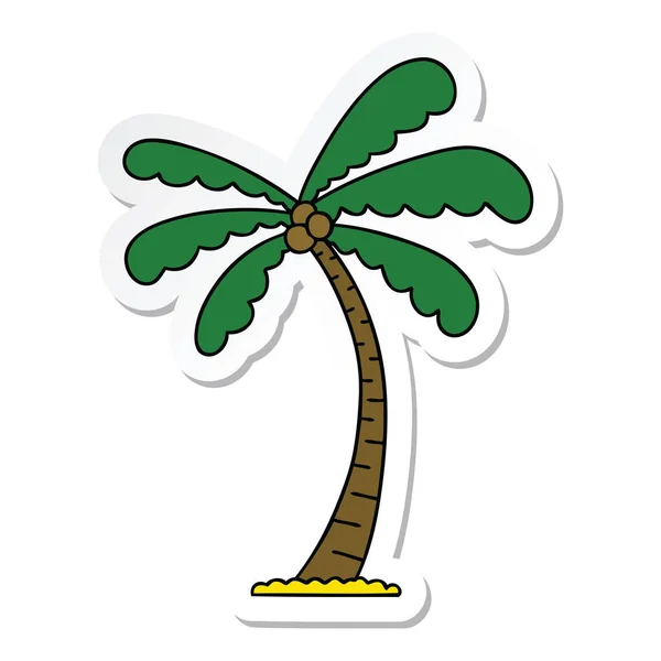 Sticker Quirky Hand Drawn Cartoon Palm Tree — Stock Vector