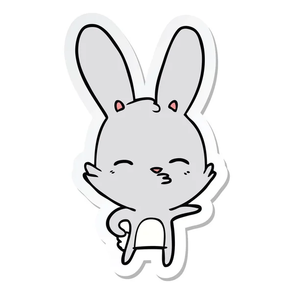 Etiqueta de um desenho animado coelho curioso —  Vetores de Stock