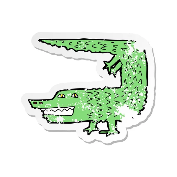 复古苦恼贴纸的卡通鳄鱼 — 图库矢量图片