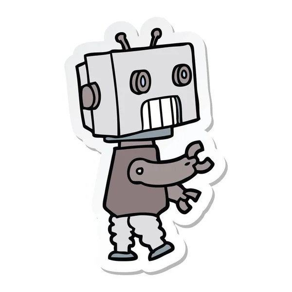 Pegatina Robot Dibujos Animados — Vector de stock
