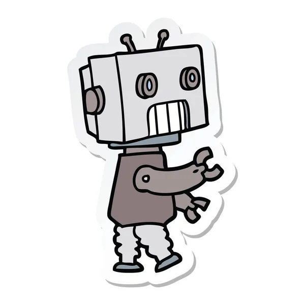 Bir Çizgi Film Robot Sticker — Stok Vektör