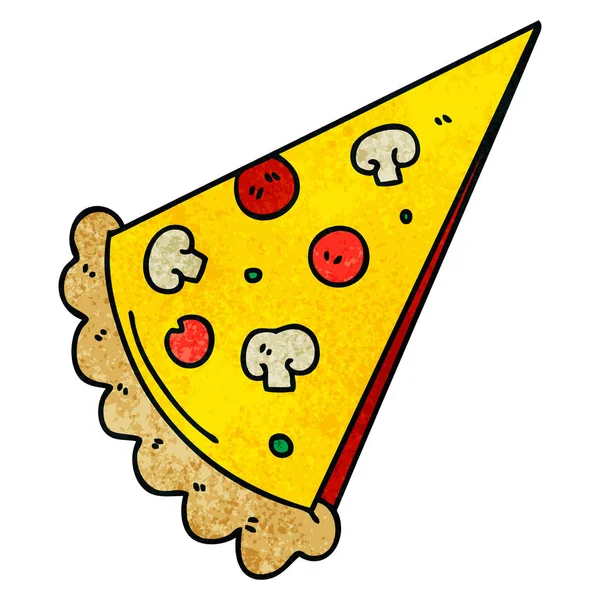 Peculiar mano dibujado dibujo animado rebanada de pizza — Vector de stock