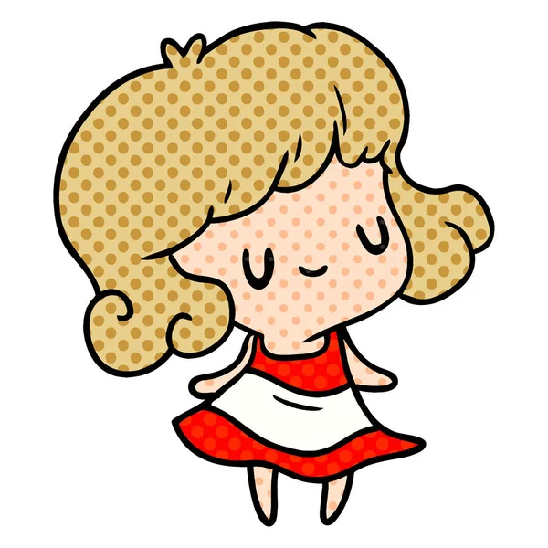 Dibujos Animados Ilustración Kawaii Linda Chica — Vector de stock