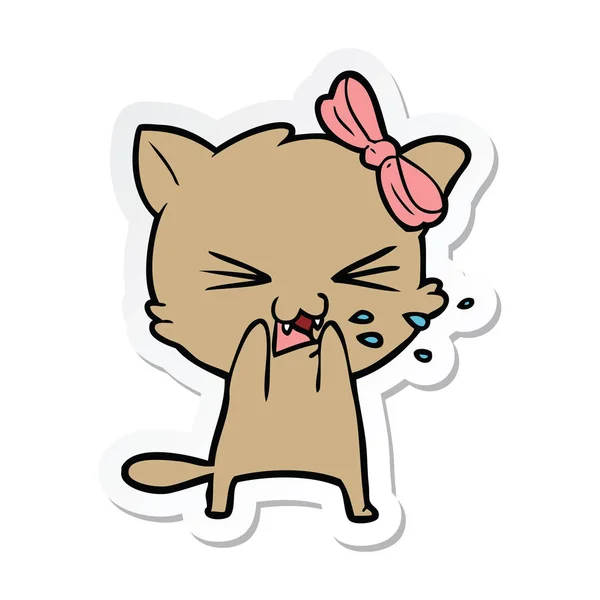Sticker Cartoon Cat — Stock Vector