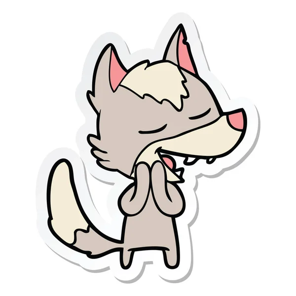Sticker Van Een Cartoon Wolf Lachen — Stockvector