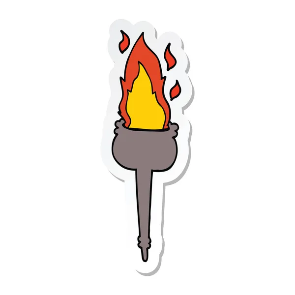 Aufkleber eines brennenden Kelches aus Cartoon — Stockvektor